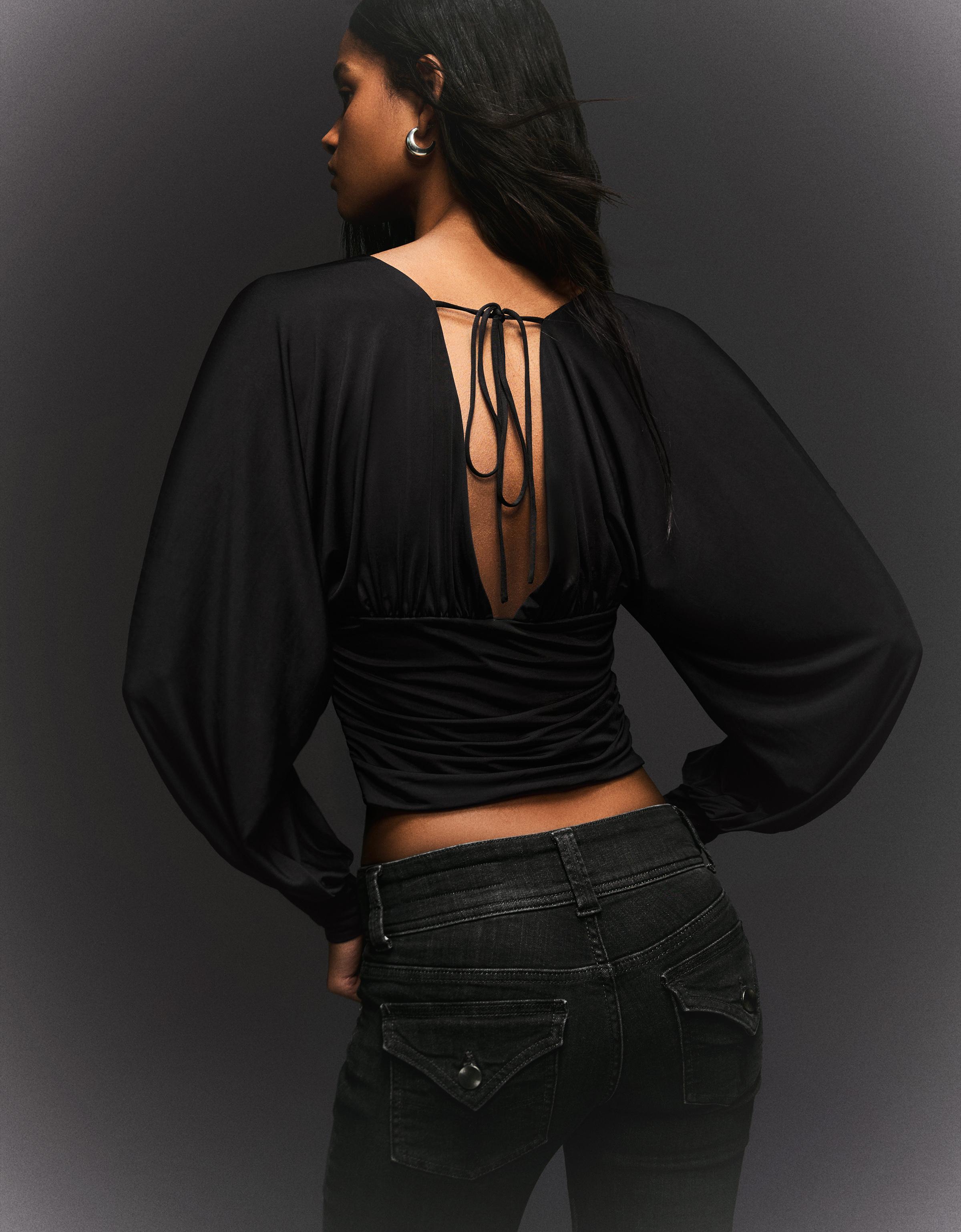 Uzun kollu büzgülü top - Görsel 46