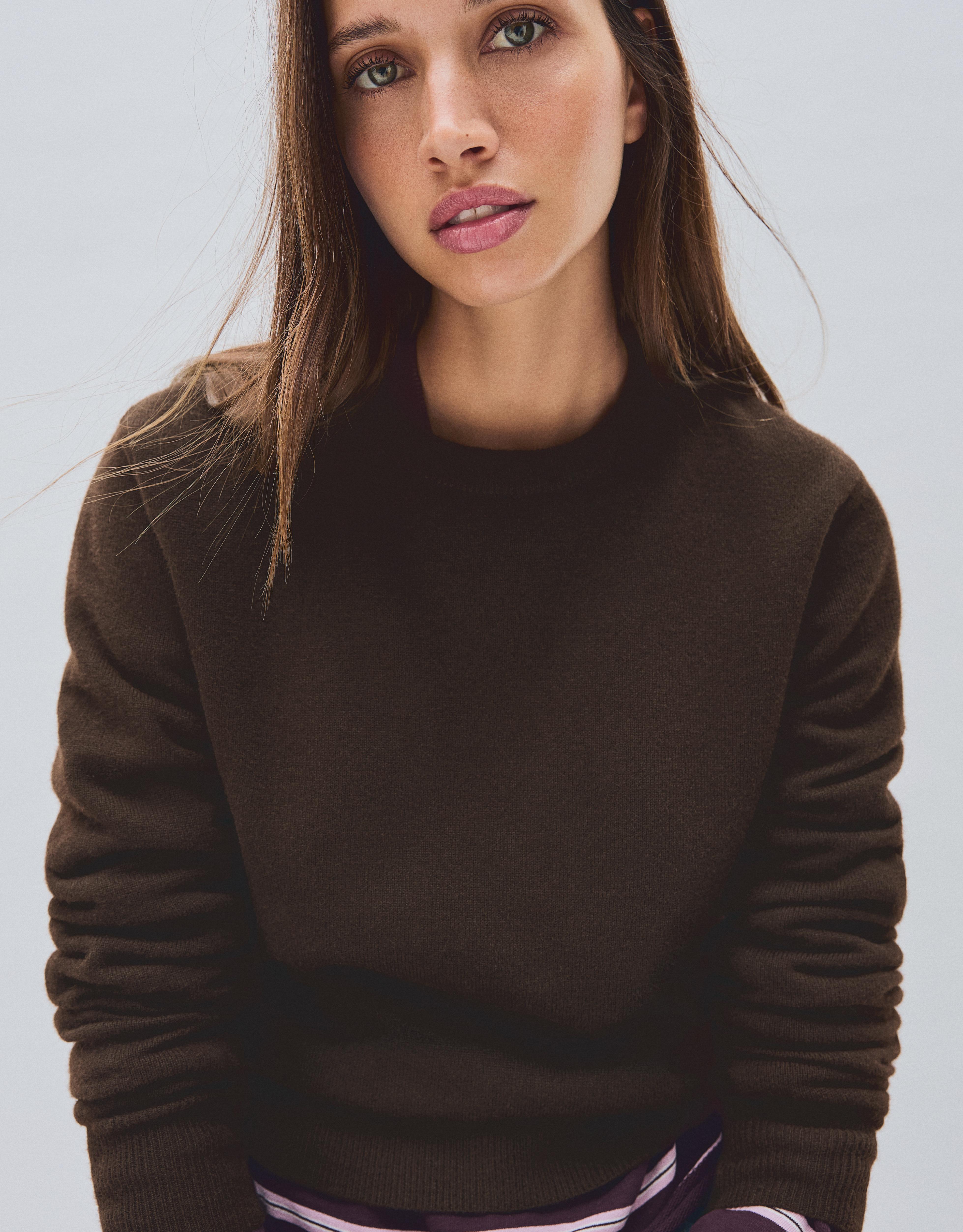 Round neck jumper — Brown