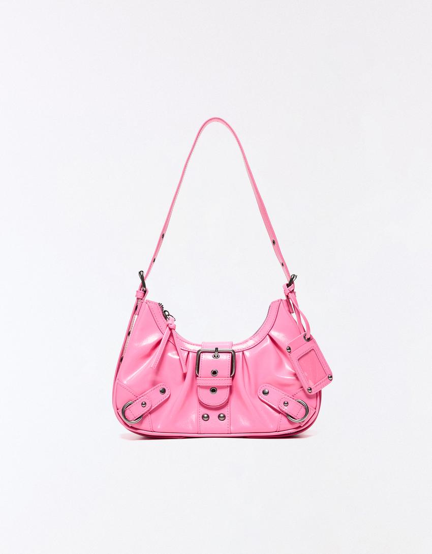 Shoulder bag with buckle-Pink