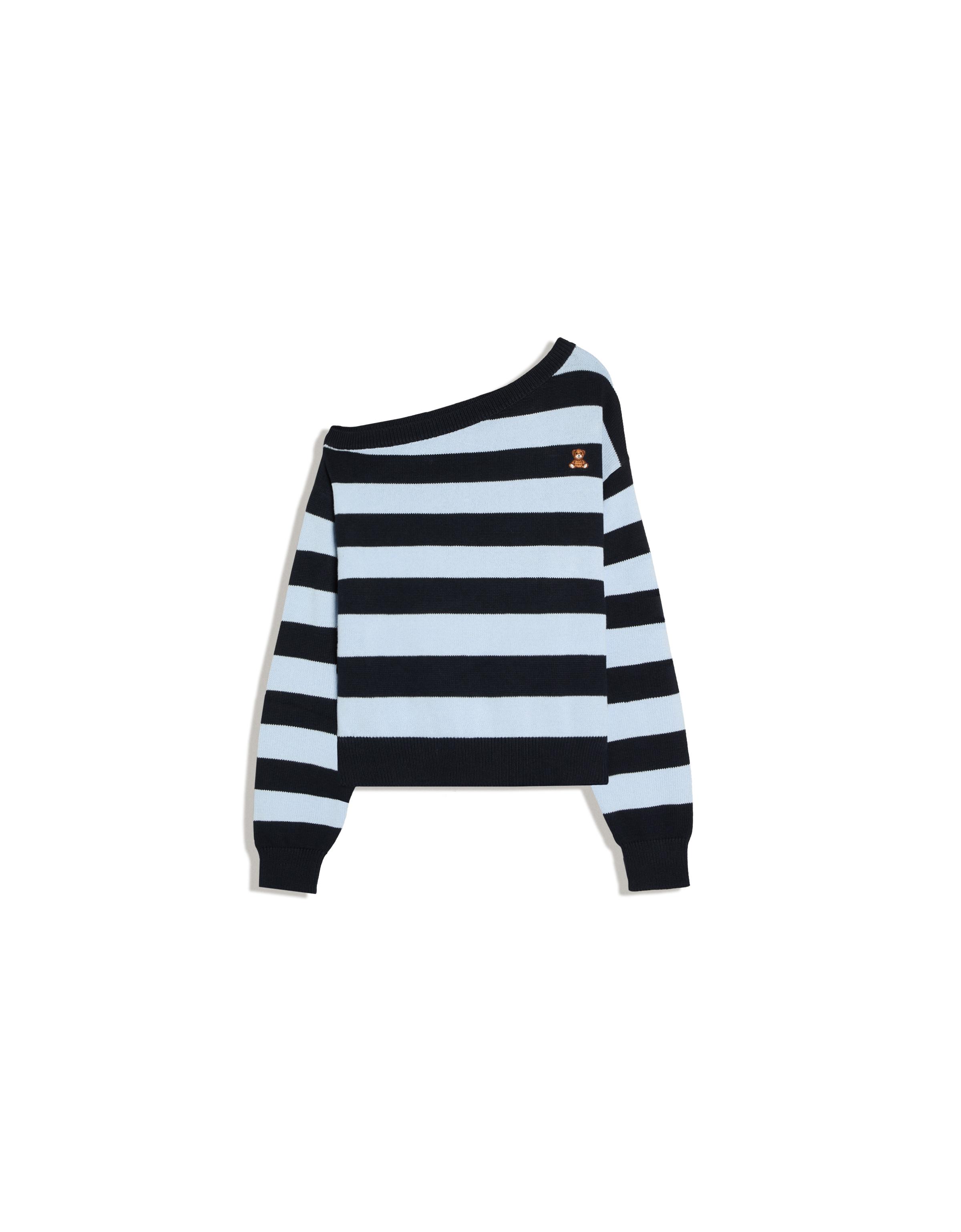 Bear embroidered boat neck jumper — Blue
