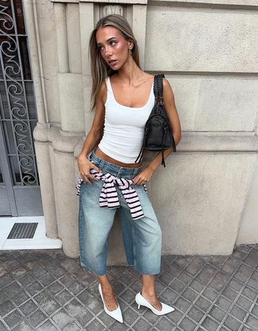 Denim skater jorts — Green 3
