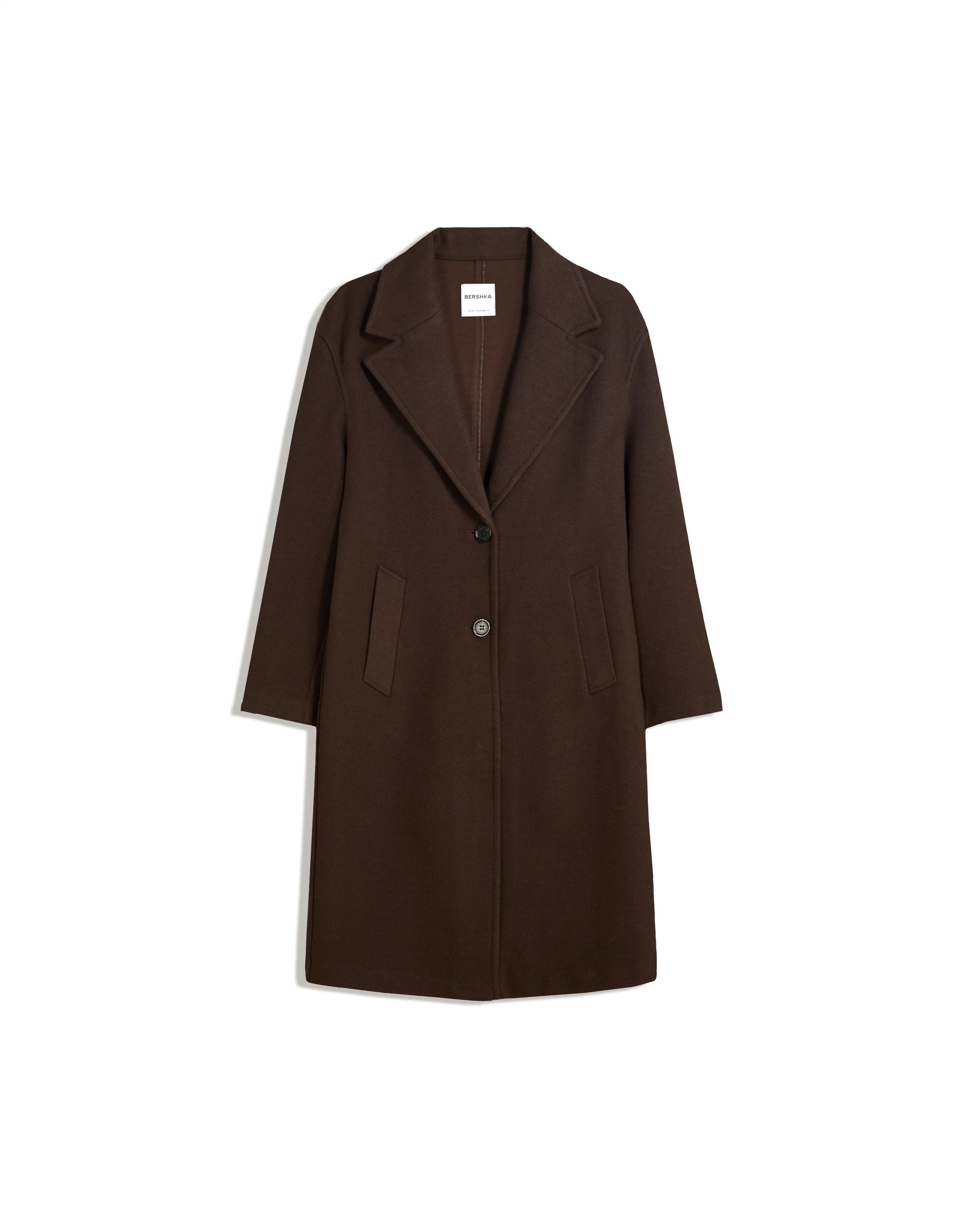 Soft-touch long coat — Brown