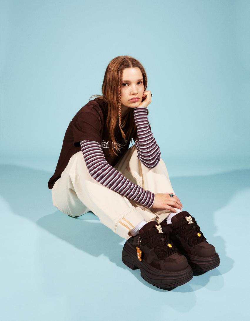 Rilakkuma platform trainers-Brown