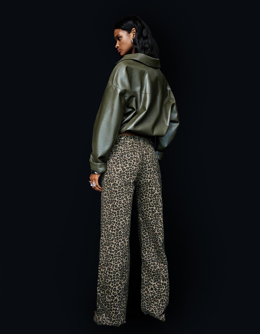 Straight-Leg-Hose im Animalprint mit Nieten-Braun-1