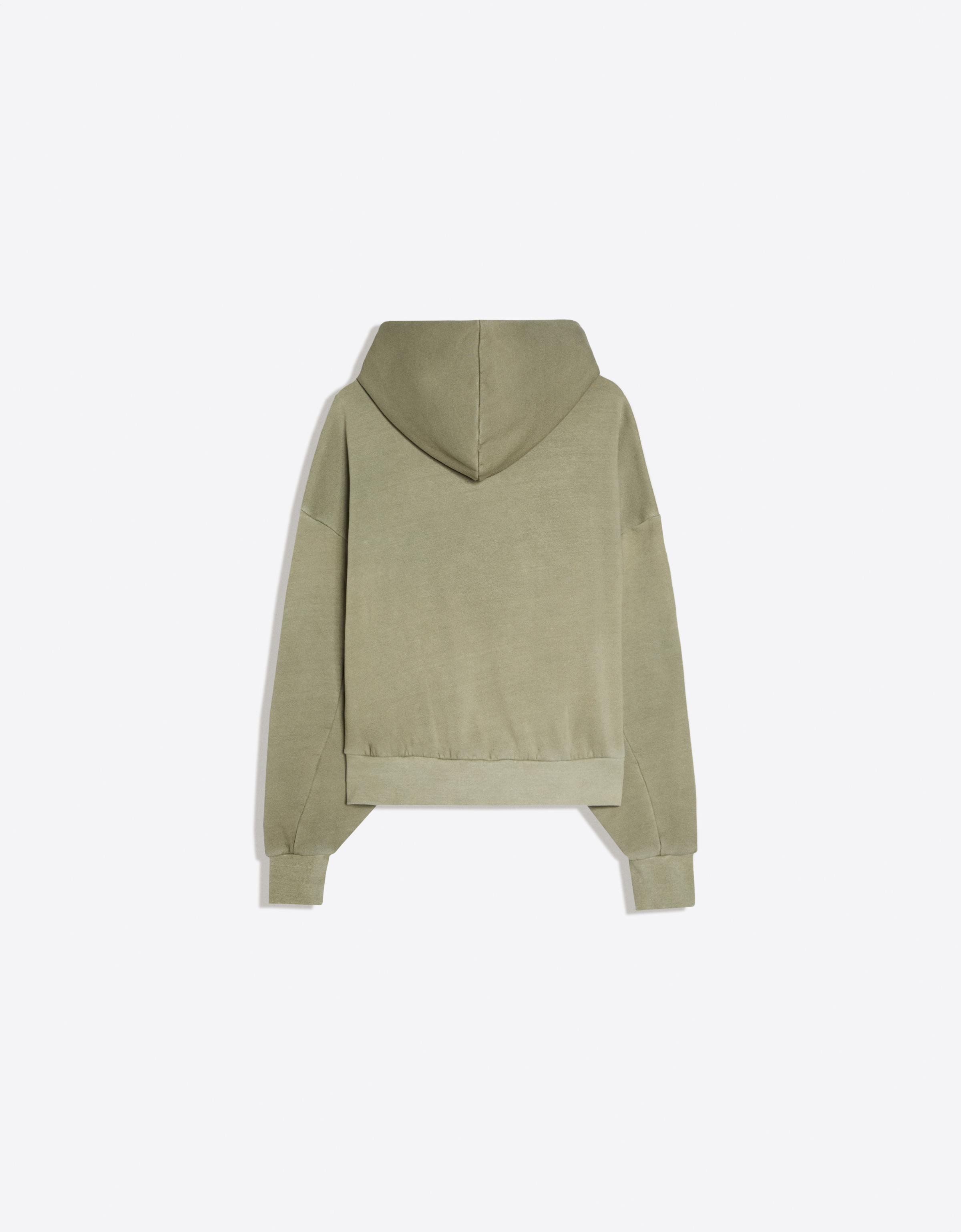 Washed effect hooded sweatshirt — Khaki
