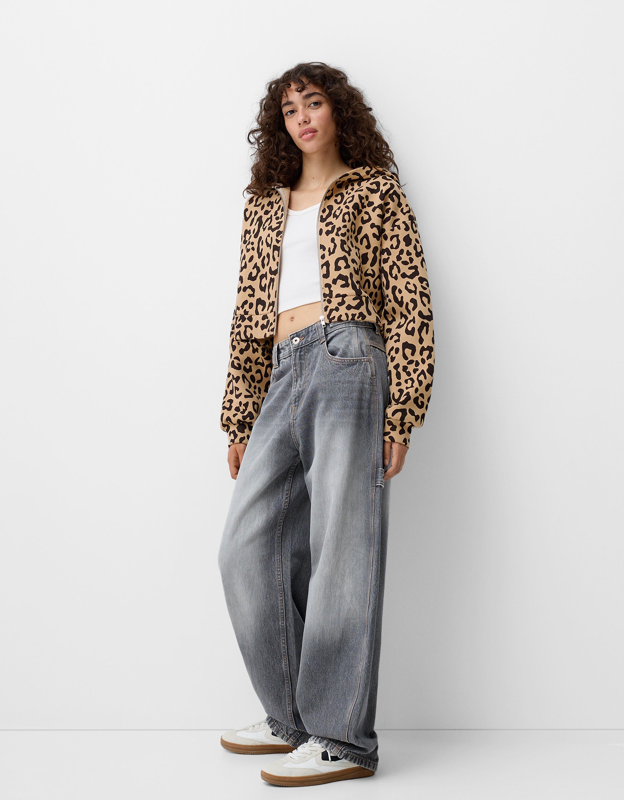 Animal print hoodie Women Bershka