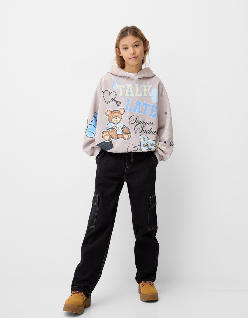 Straight Cargo Jeans BSK Teen Bershka straight-cargo-jeans-bsk-teen-bershka