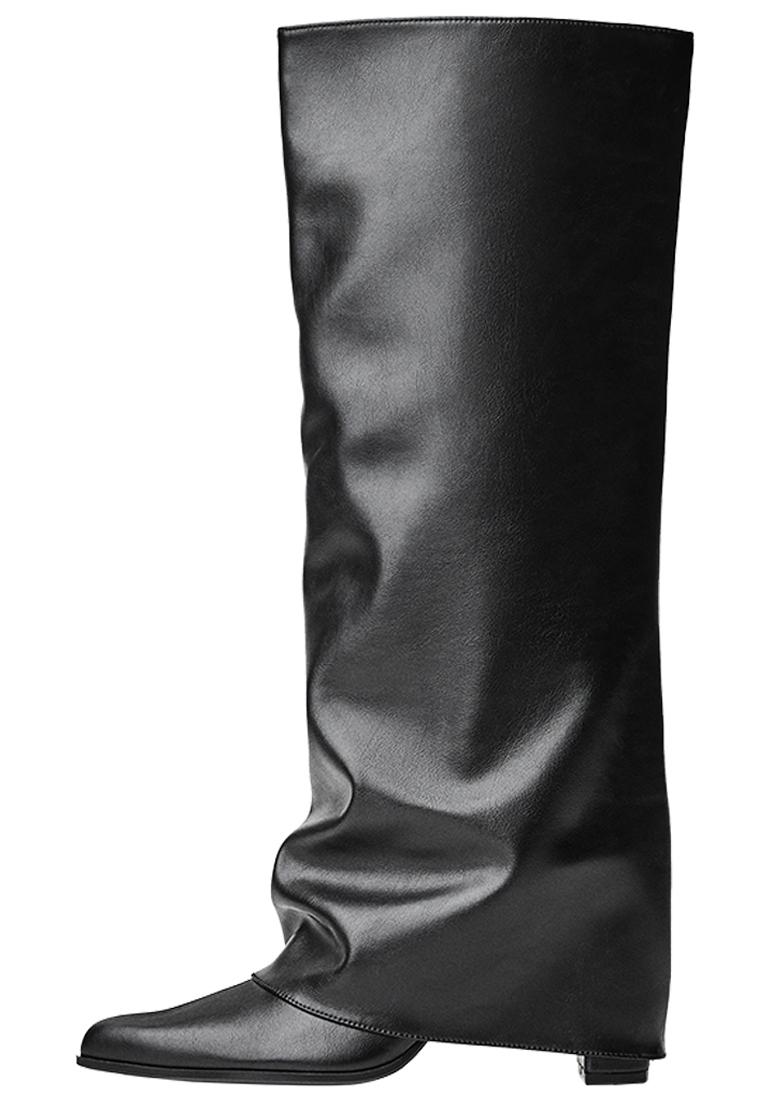 TROUSER HEEL BOOTS — BLACK