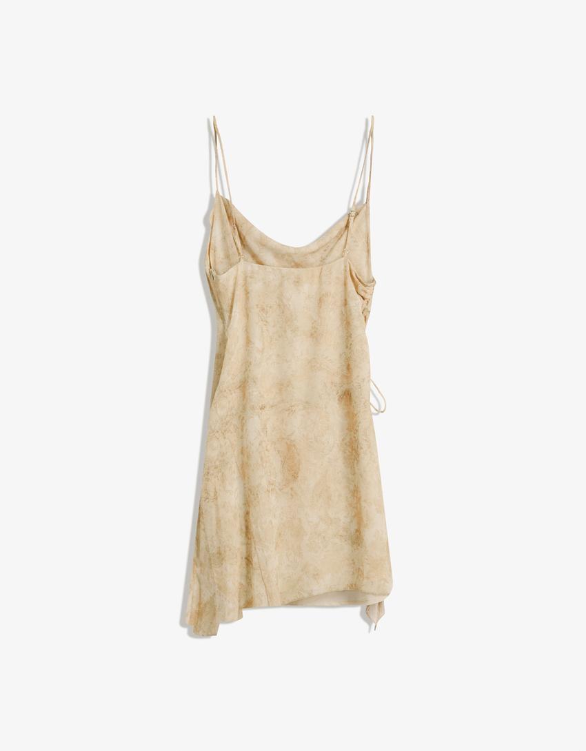 Vestito mini effetto arricciato-Sabbia-4