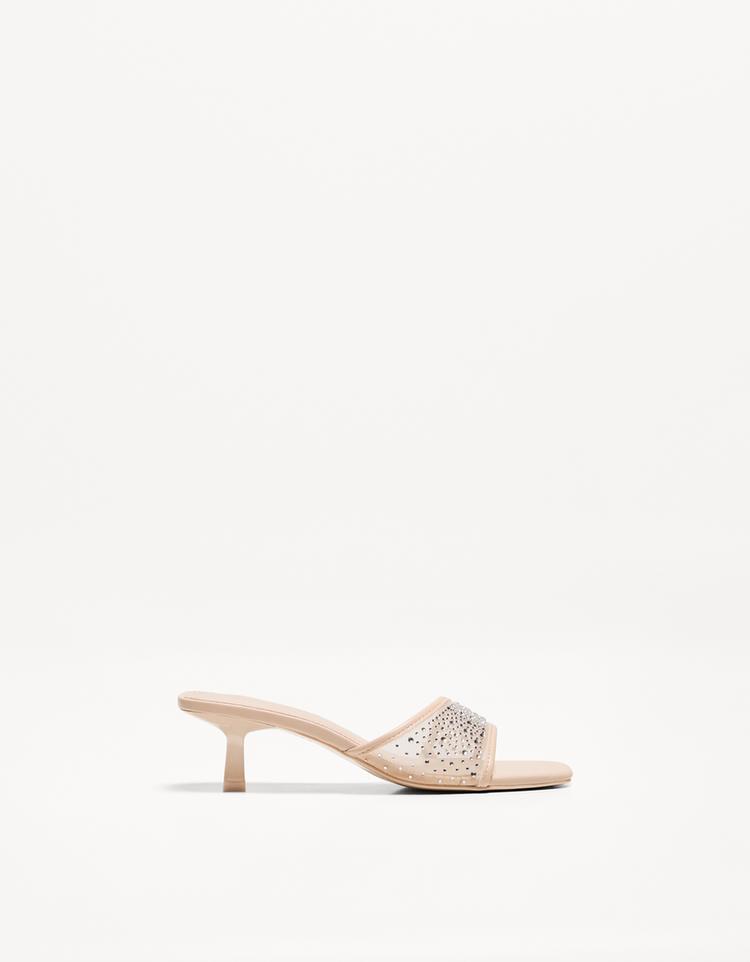 Mesh kitten heel sandals