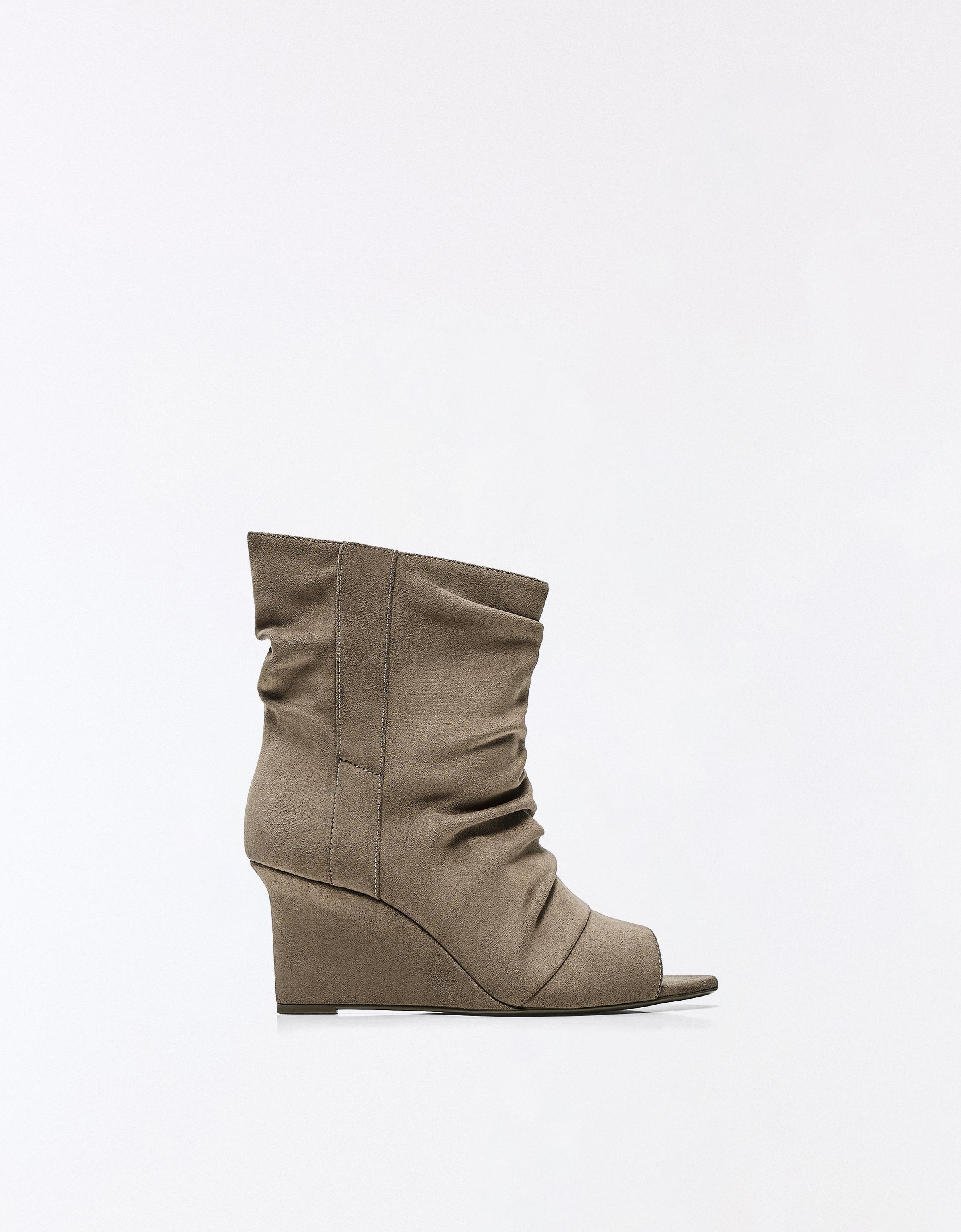 Bershka Botín Peep Toe Slouchy Mujer 38 Taupe