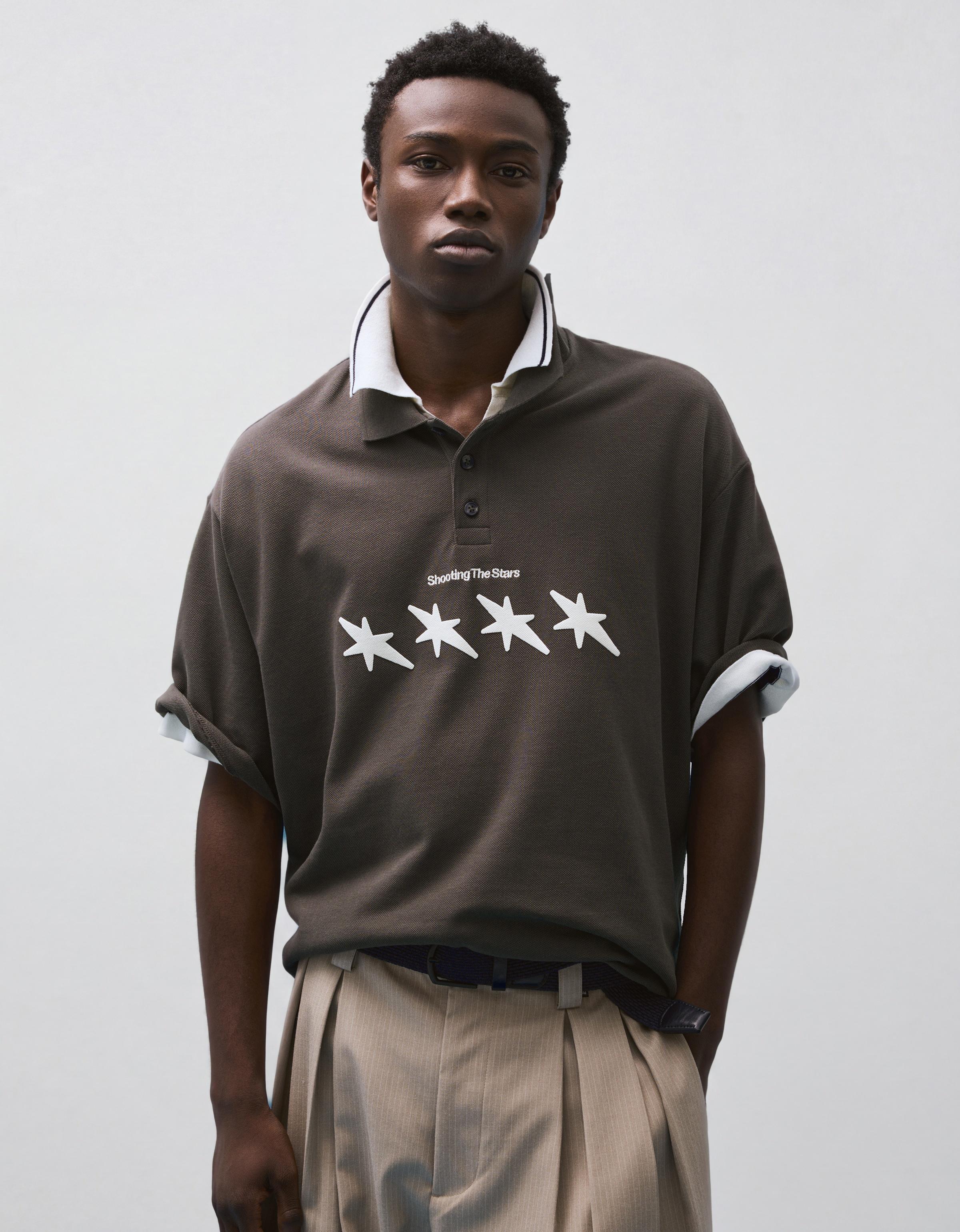 Baskılı boxy fit polo yaka t-shirt - Görsel 23