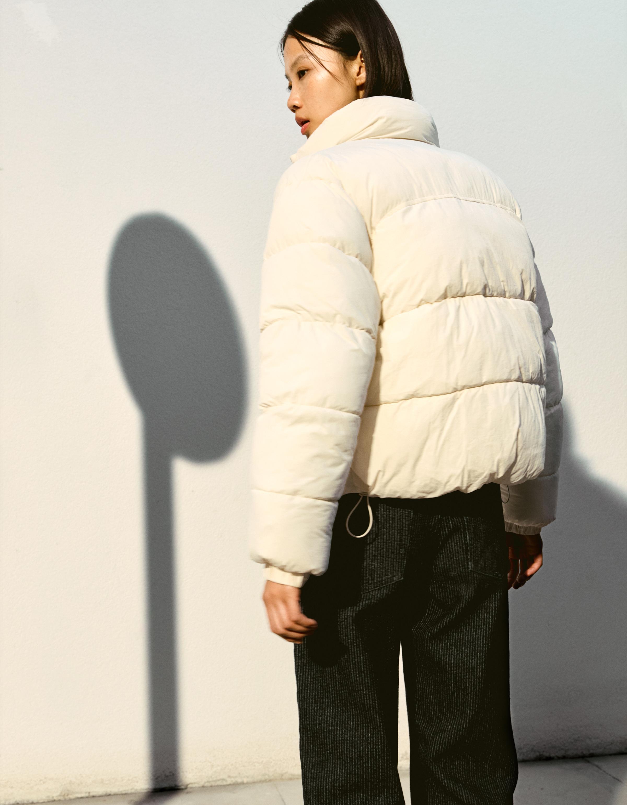 Padded funnel neck jacket — White
