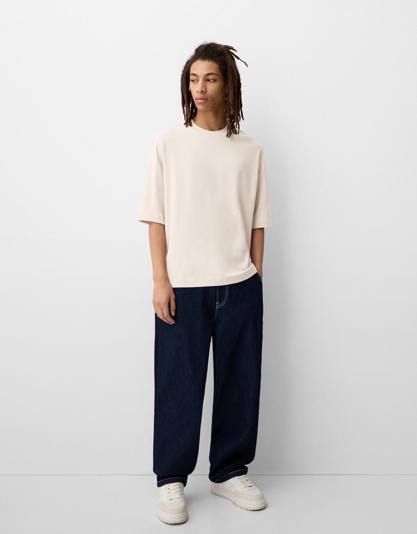 Boxy short sleeve T-shirt-Stone