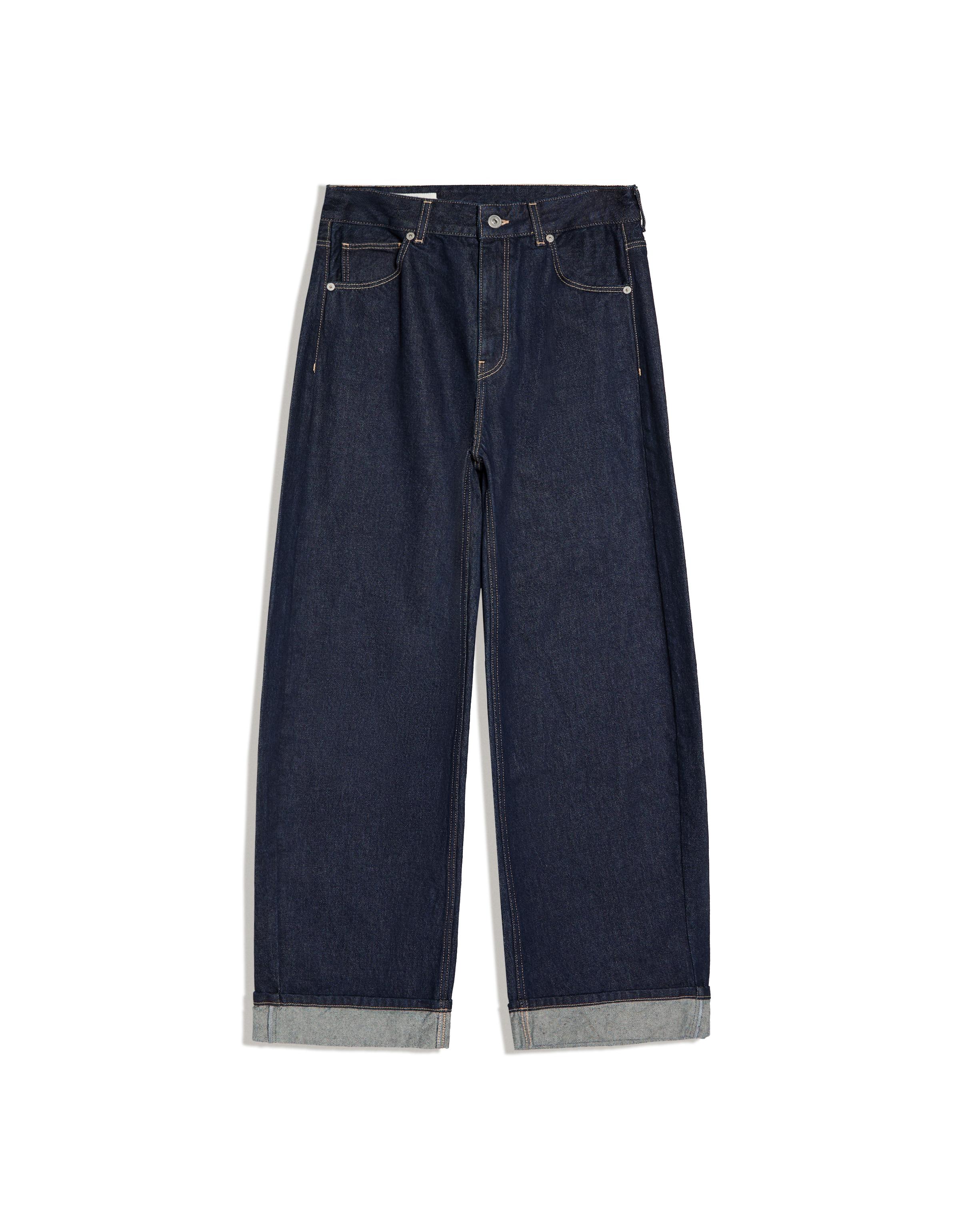 Ripped balloon fit jeans with back buckle — Navy