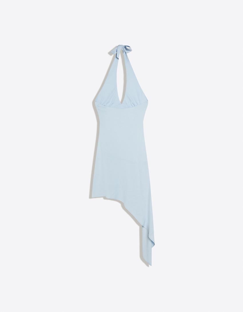 Asymmetric mini dress-Light blue