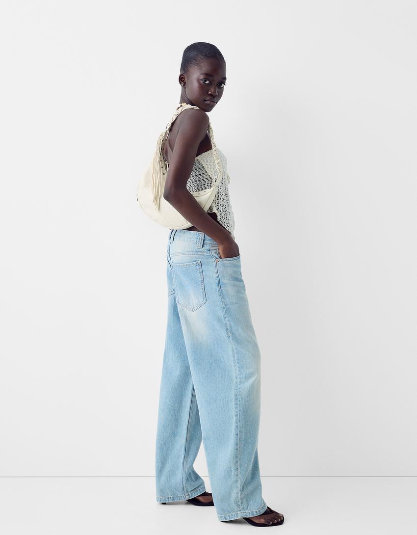 Macramé handle bag-Cream