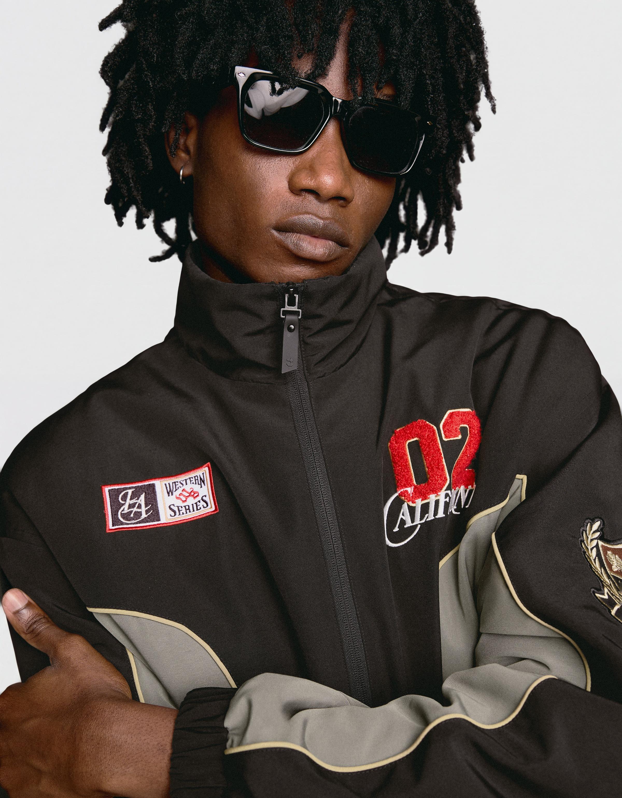 Printed zip-up jacket — Black