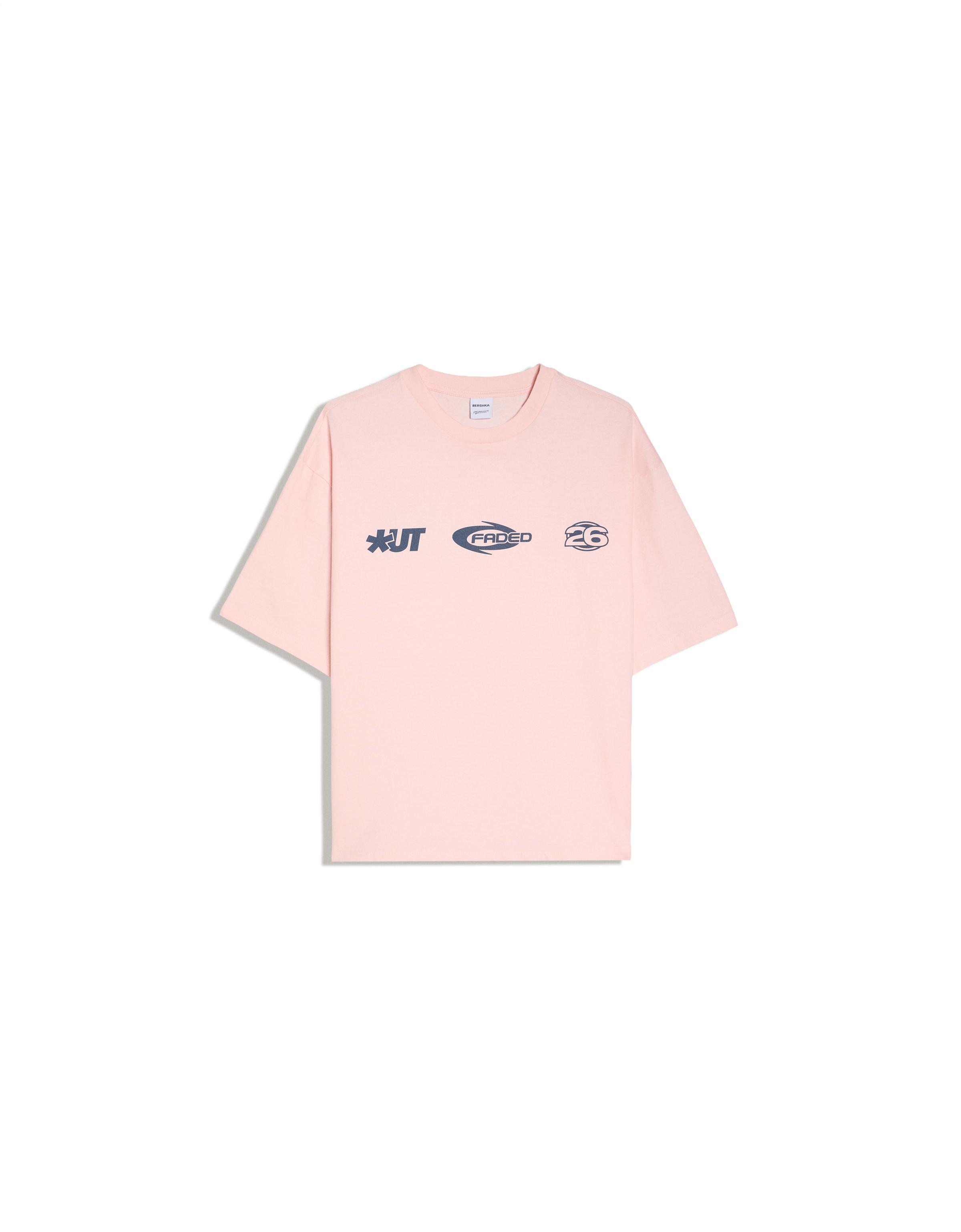 Boxy fit print T-shirt — Pink