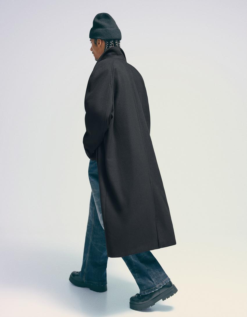 Long wool blend coat-Black
