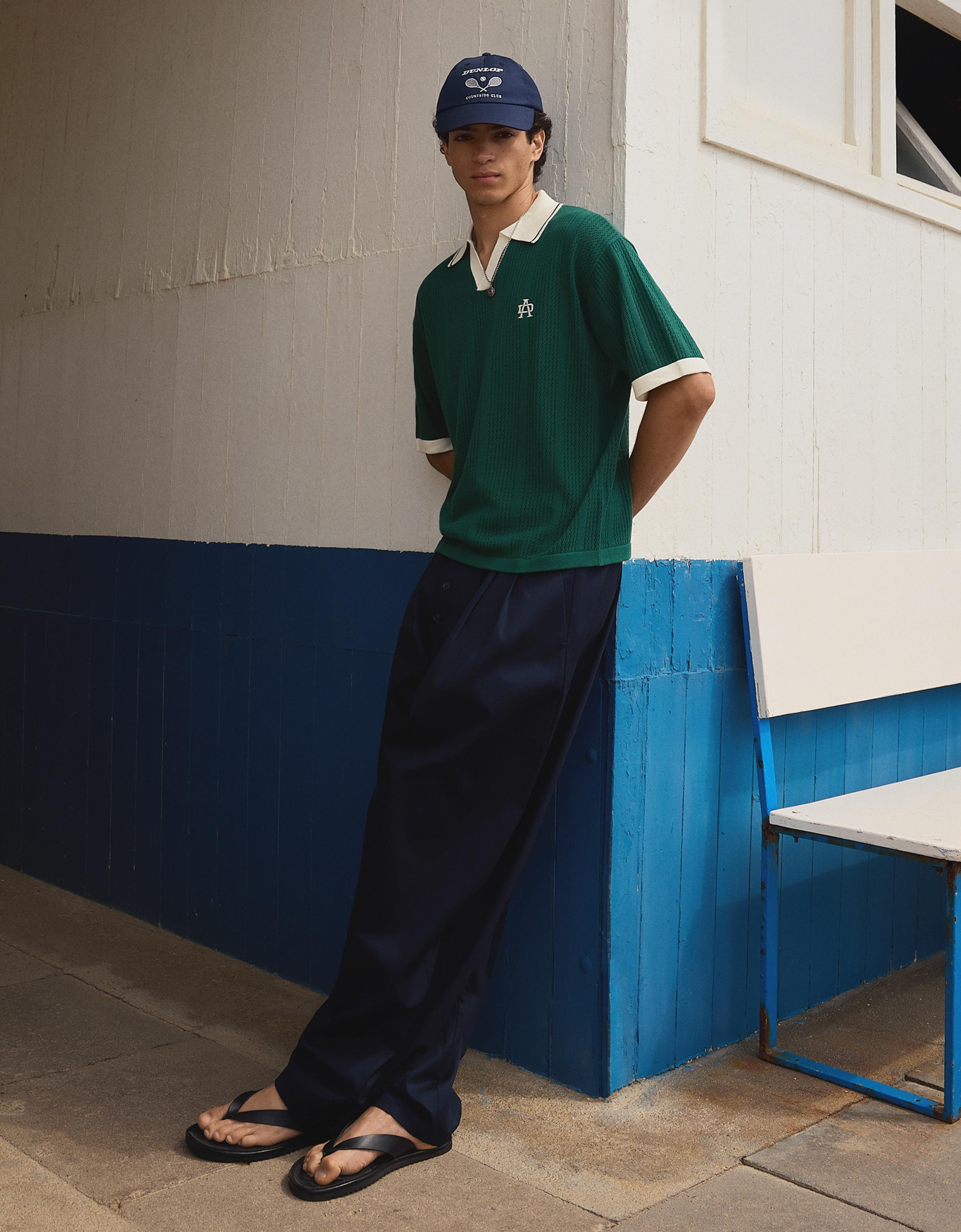 Short sleeve print polo shirt — Green