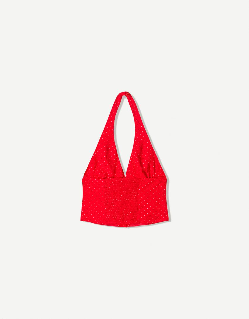 Printed halter top-Red-4