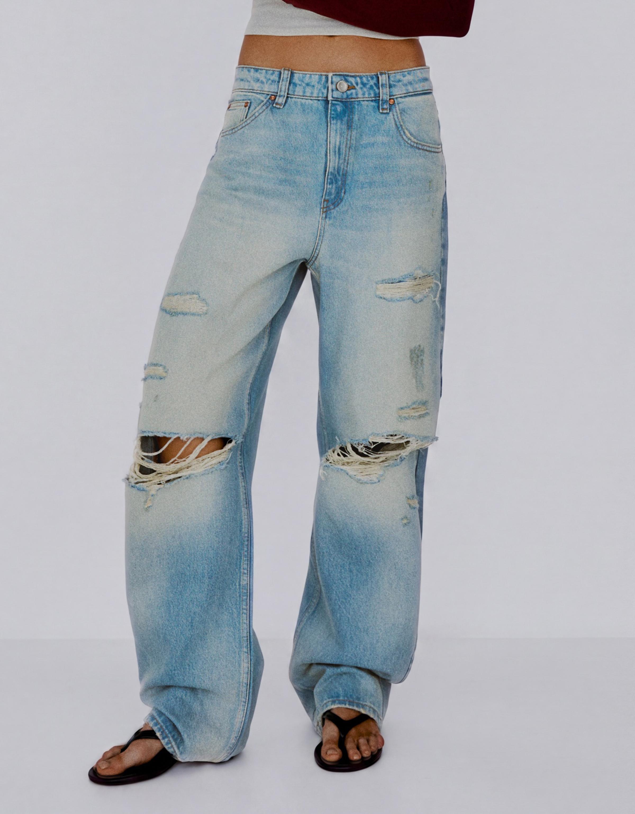 Ripped loose fit jeans — Light blue