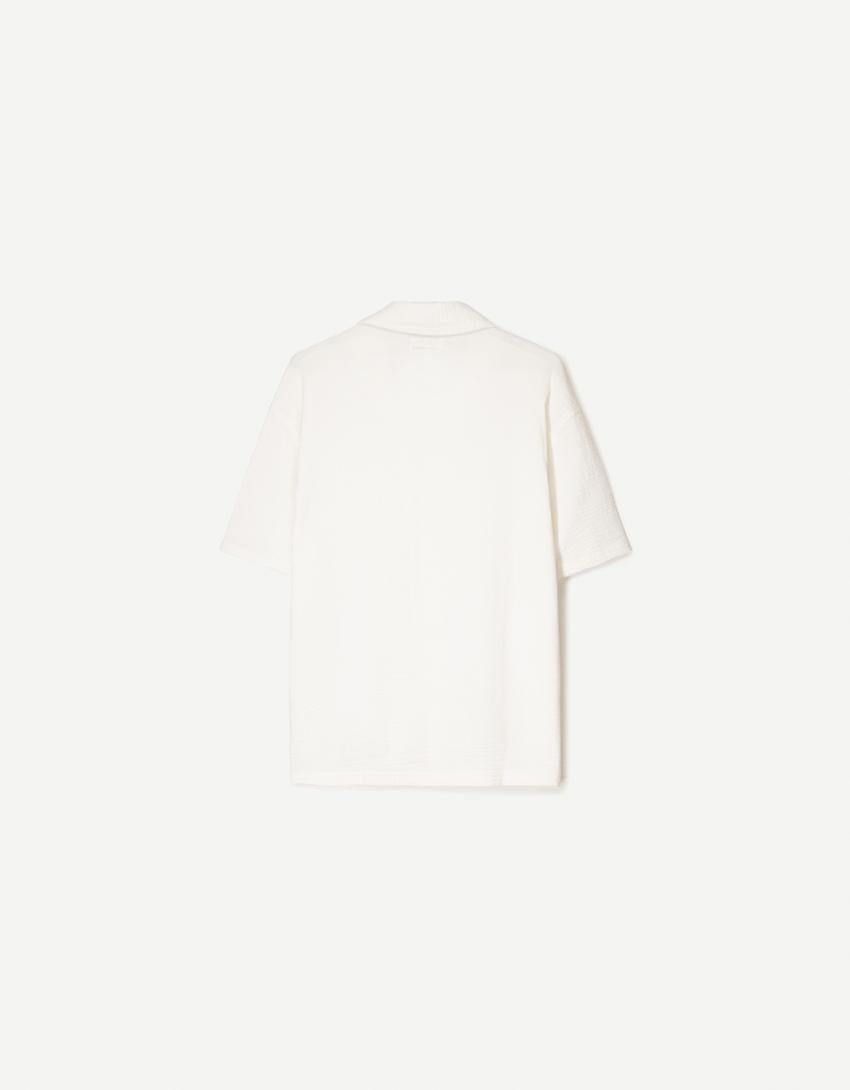 Textured short sleeve shirt-White