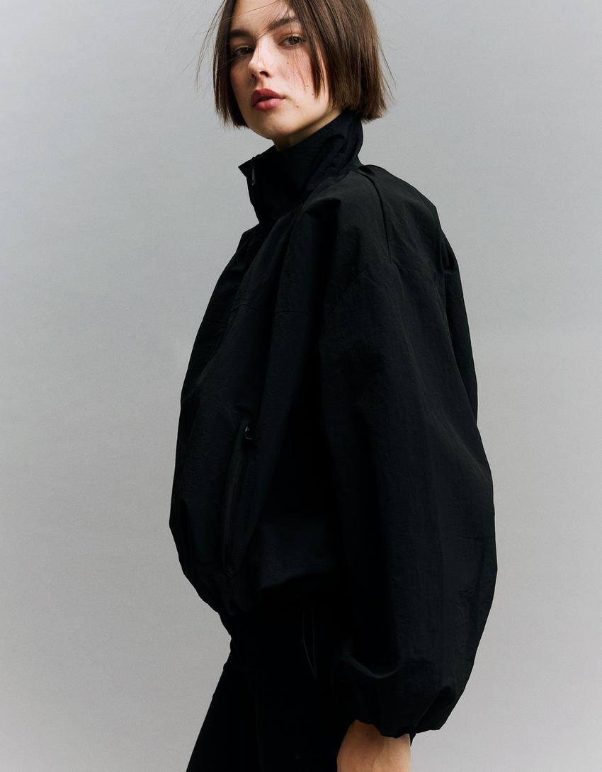 Voluminous technical jacket-Black
