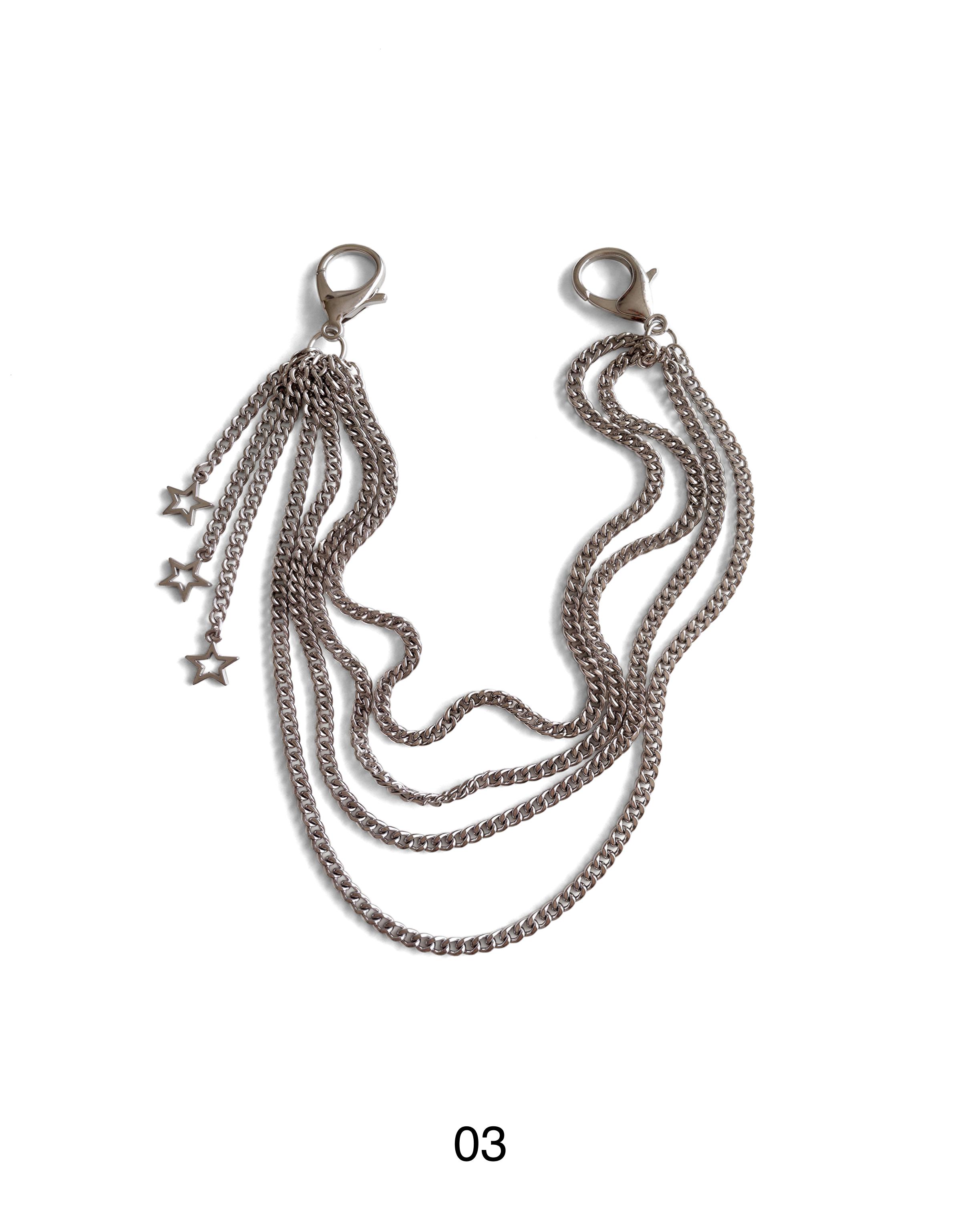 Star print trousers chain — Silver