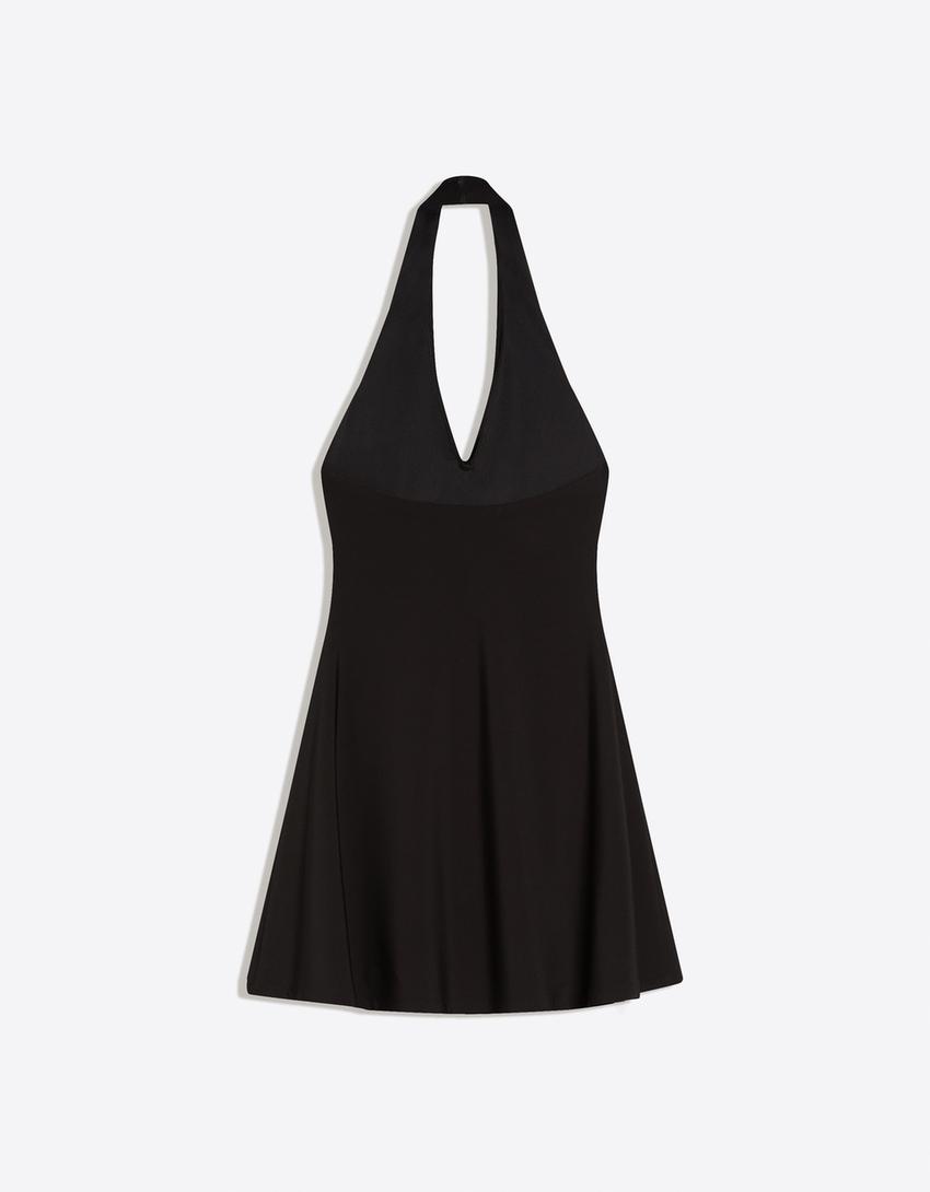 Halter mini dress-Black