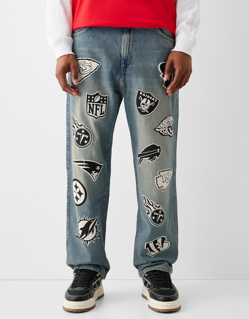 Jeans NFL baggy estampado-Azul lavado-1