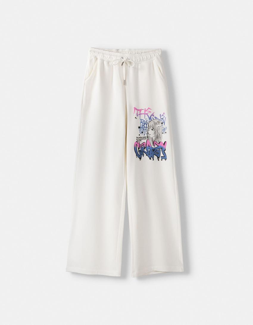 Ensemble T-shirt et pantalon imprimé-Blanc cassé-5