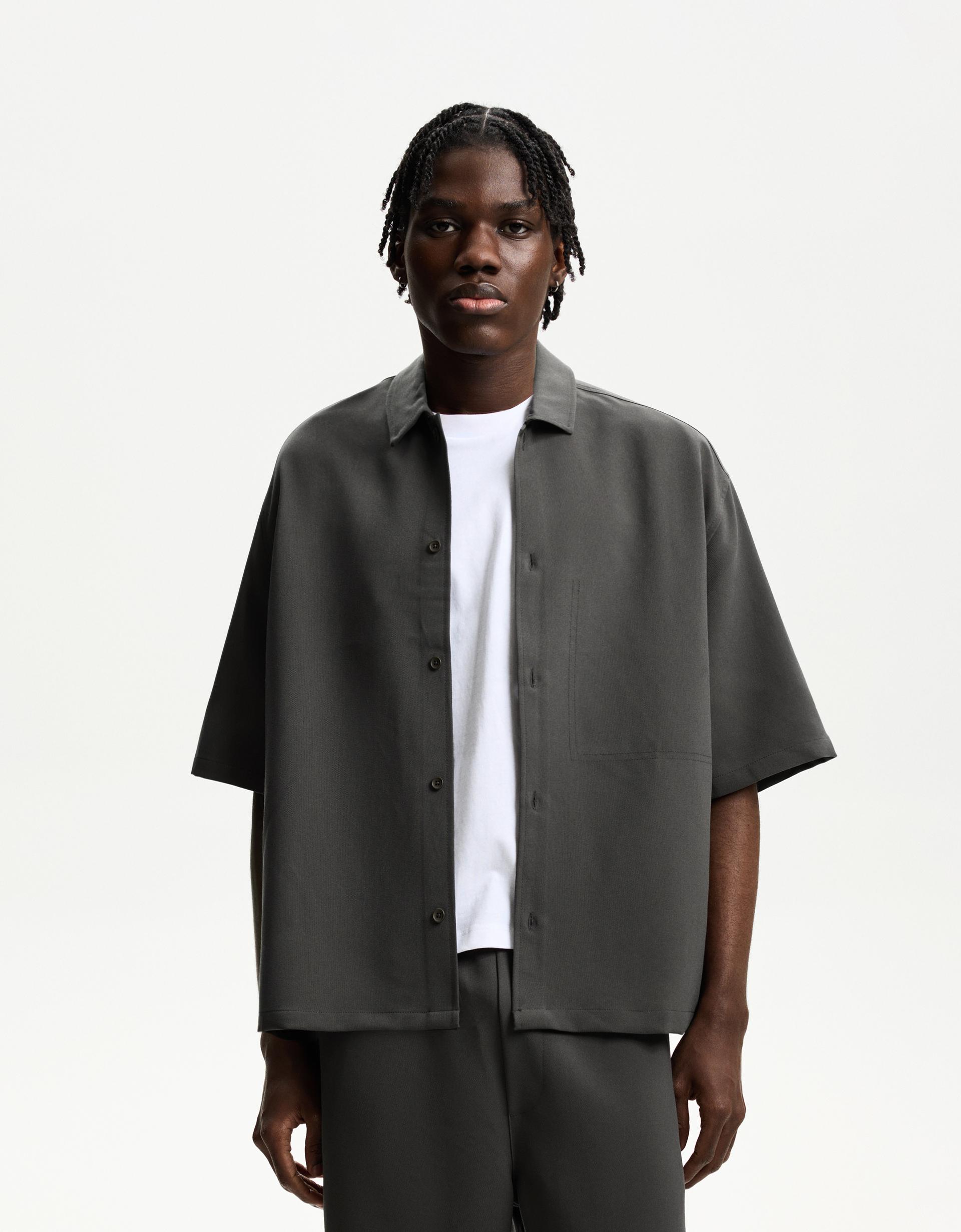 Boxy Fit Camisas De Hombre Bershka Jersey Boxy Efecto Lavado