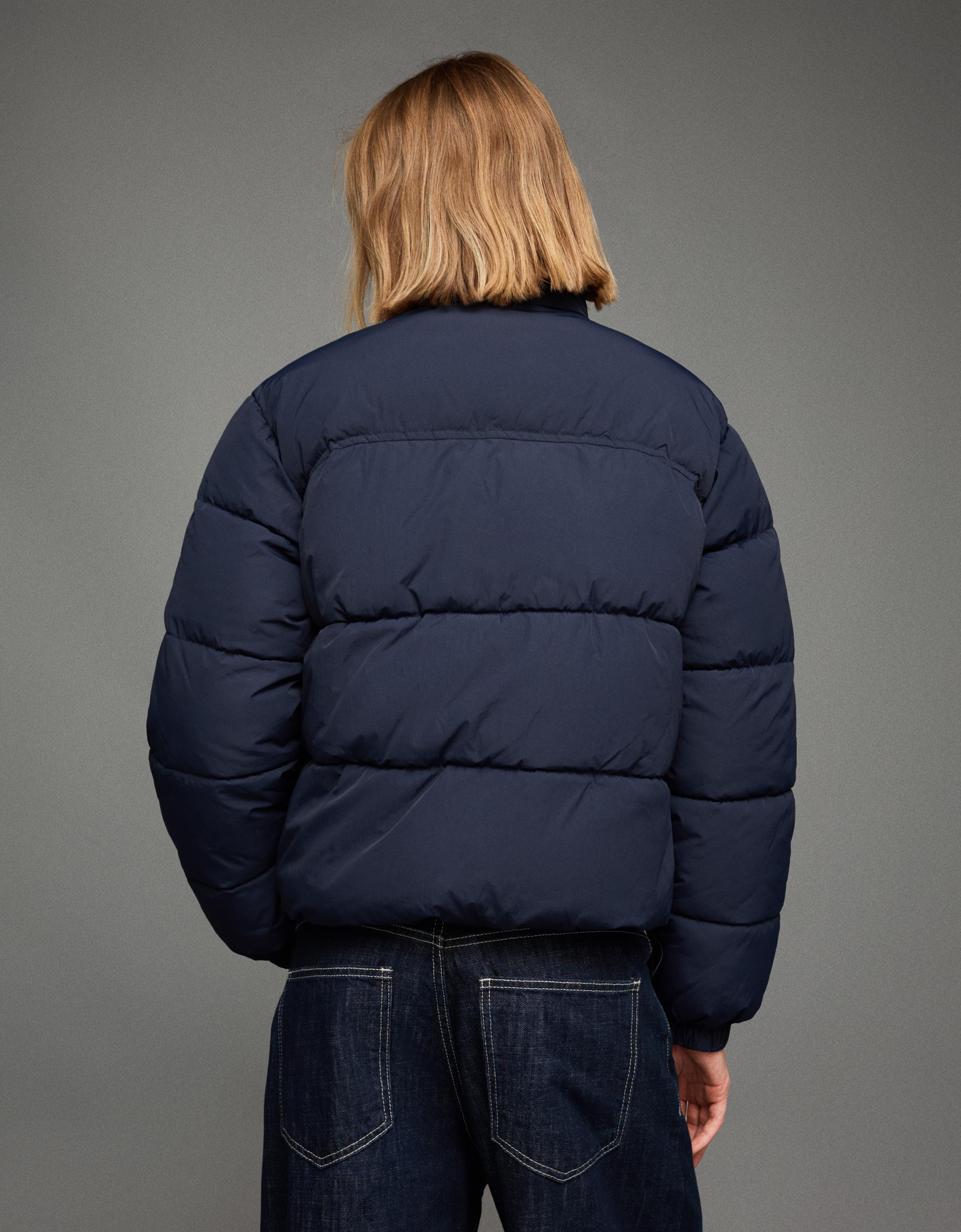 Padded funnel neck jacket — Navy
