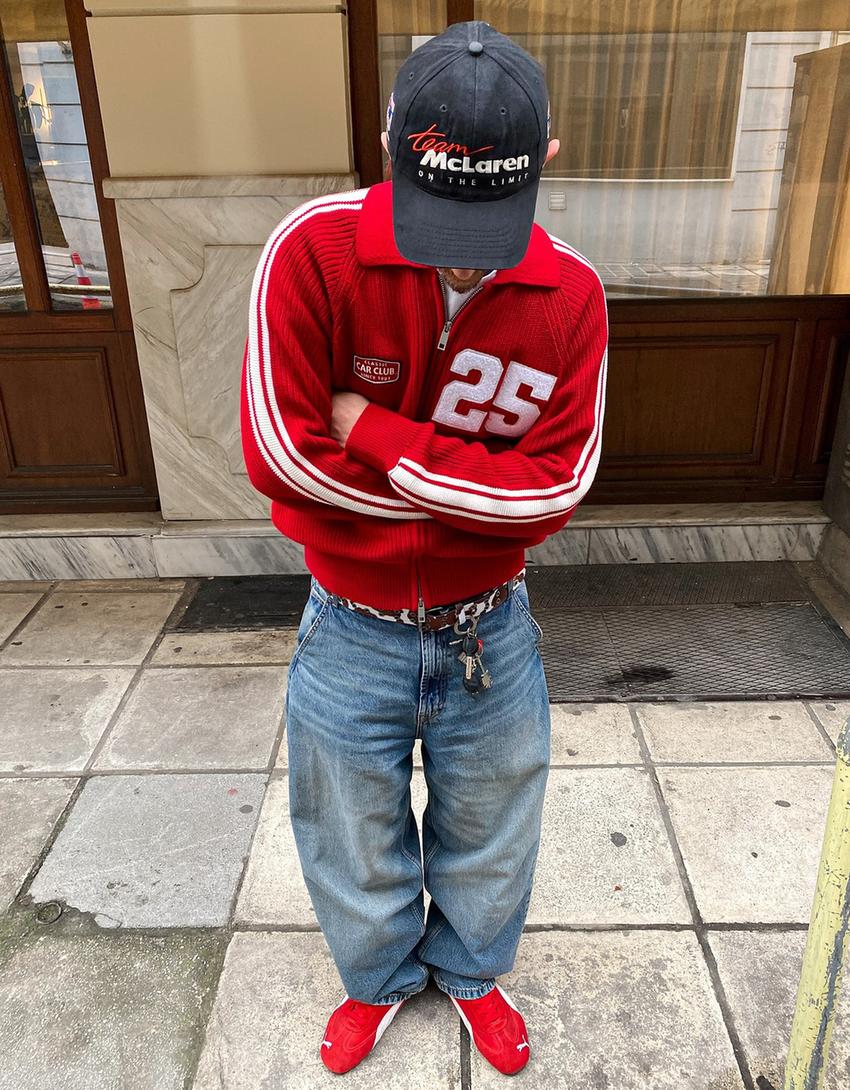 Retro zip-up jacket with patches