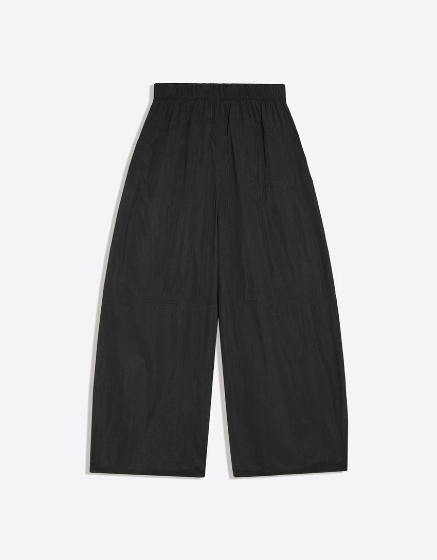 Technical parachute trousers-Black