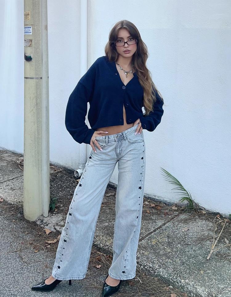Baggy jeans with stars and studs