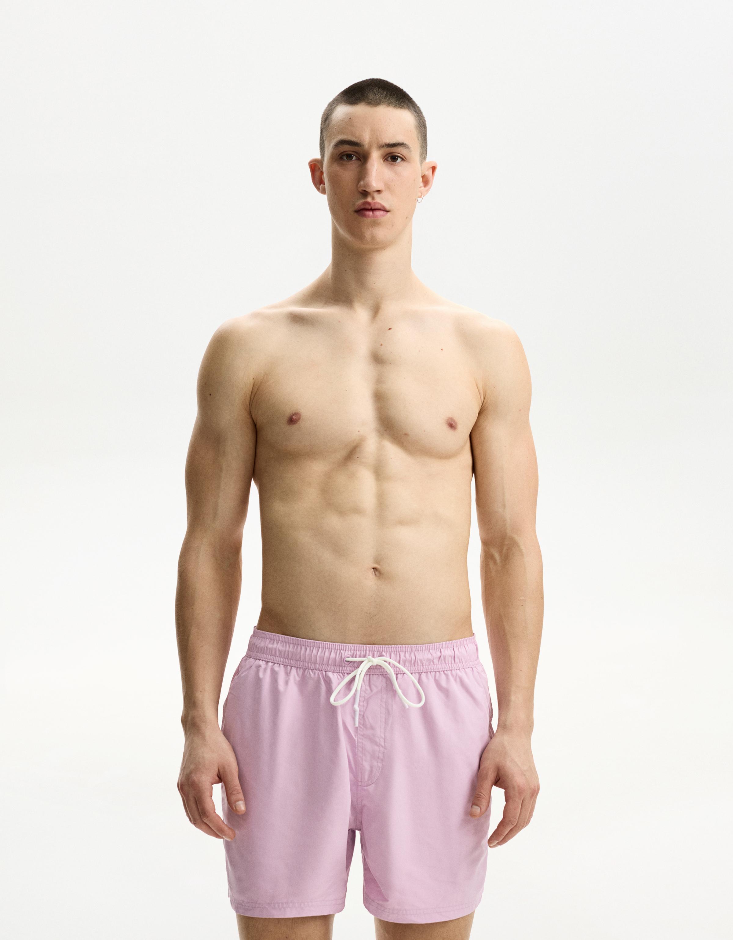 Bershka Regular-Fit-Badeshorts Herren M Violett