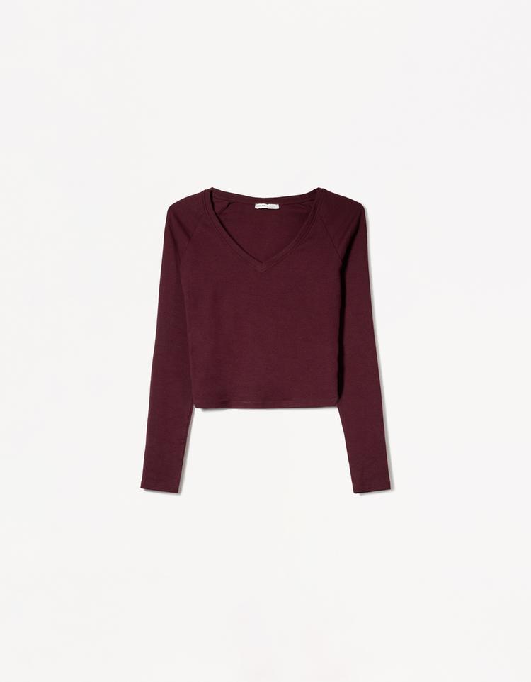 Long sleeve V-neck T-shirt