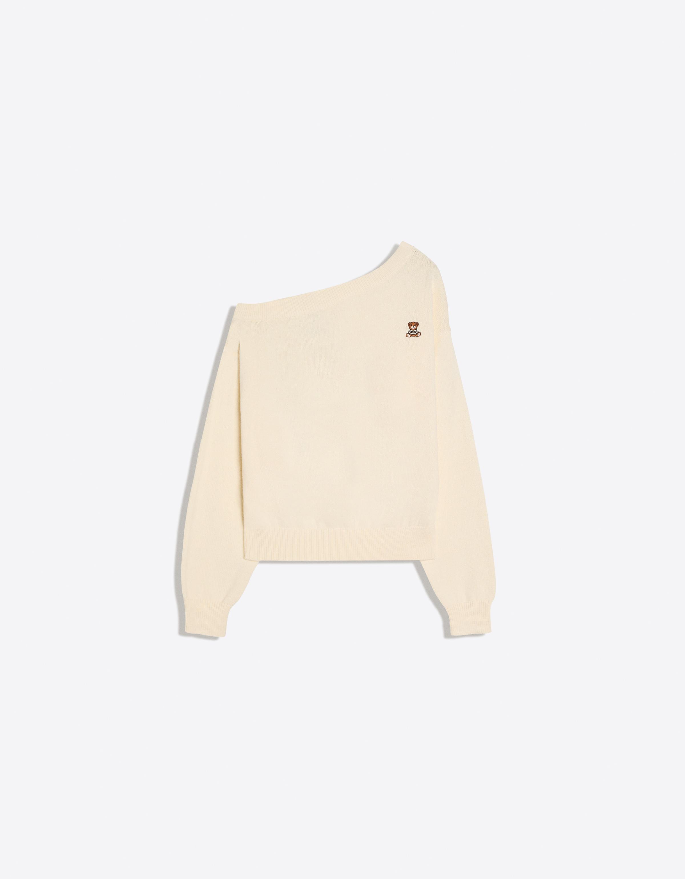 Bear embroidered boat neck jumper — Cream