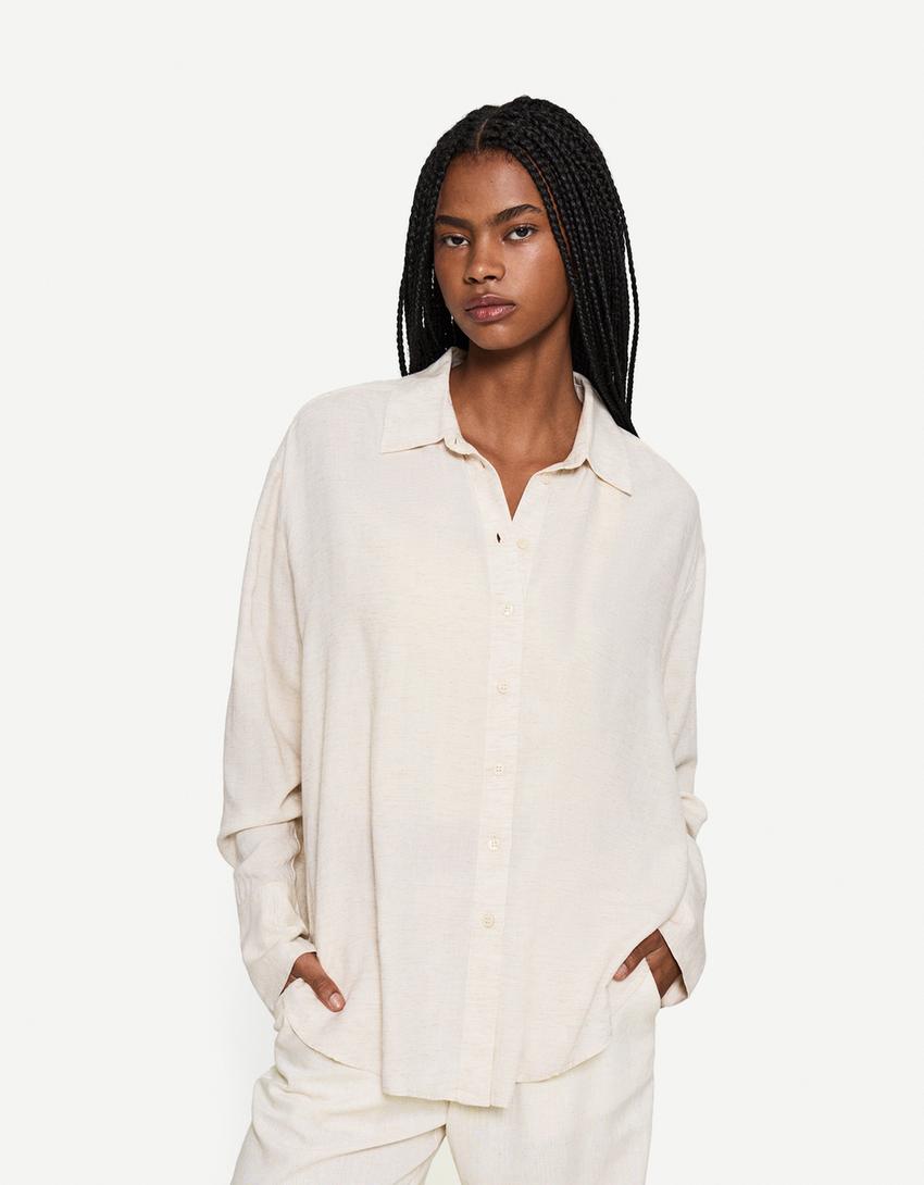 Conjunto camisa e calças com linho-Conjunto camisa e calças com linho