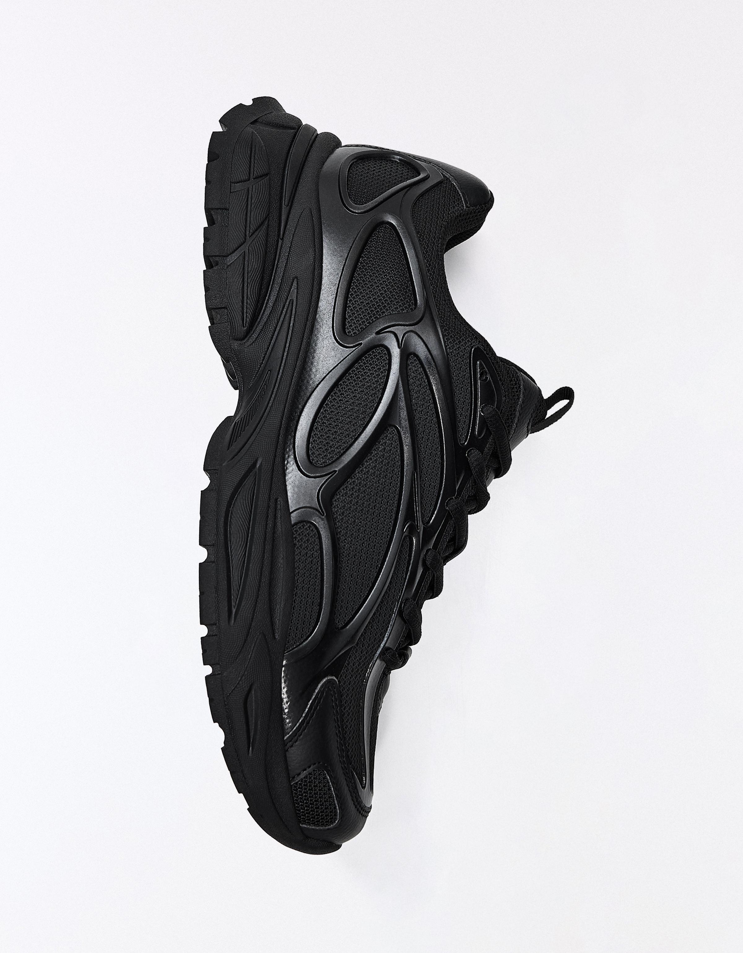 Chunky mixed-material sneakers — BLACK