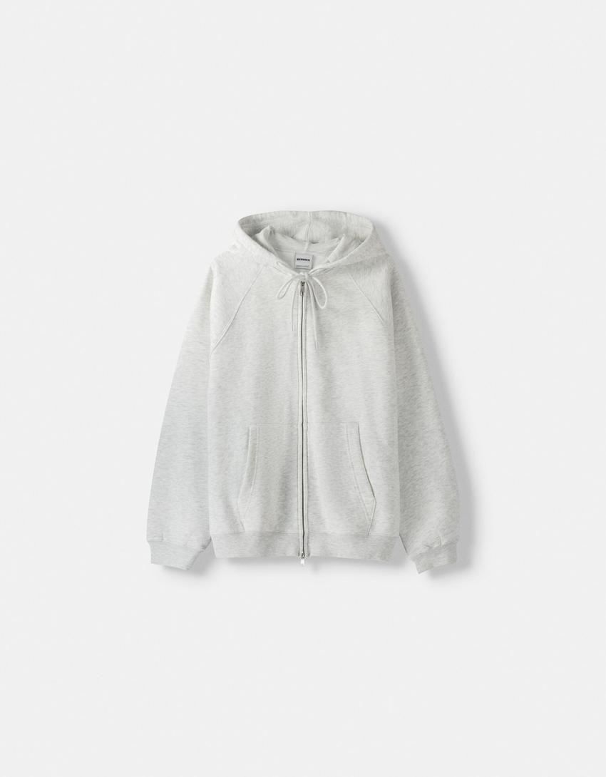 Sweat à capuche et fermeture Éclair-Gris-4