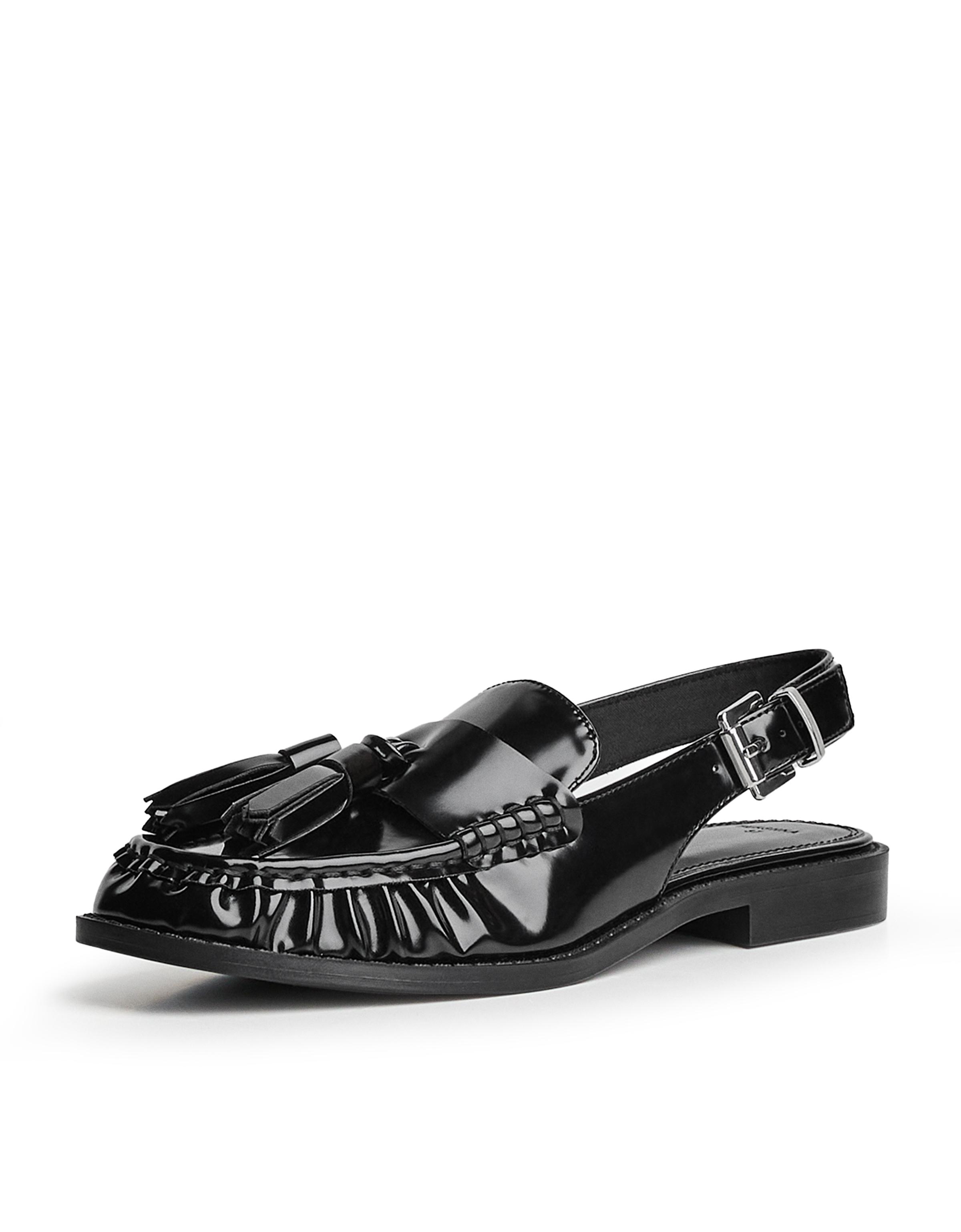 Backless tassel loafers — BLACK