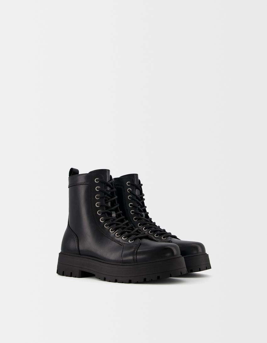 Bot Bershka Booties Leather Boots Bershka Xl Platform Ankle Boots
