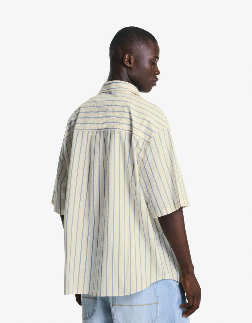 Printed short sleeve oversize shirt-Off white-1