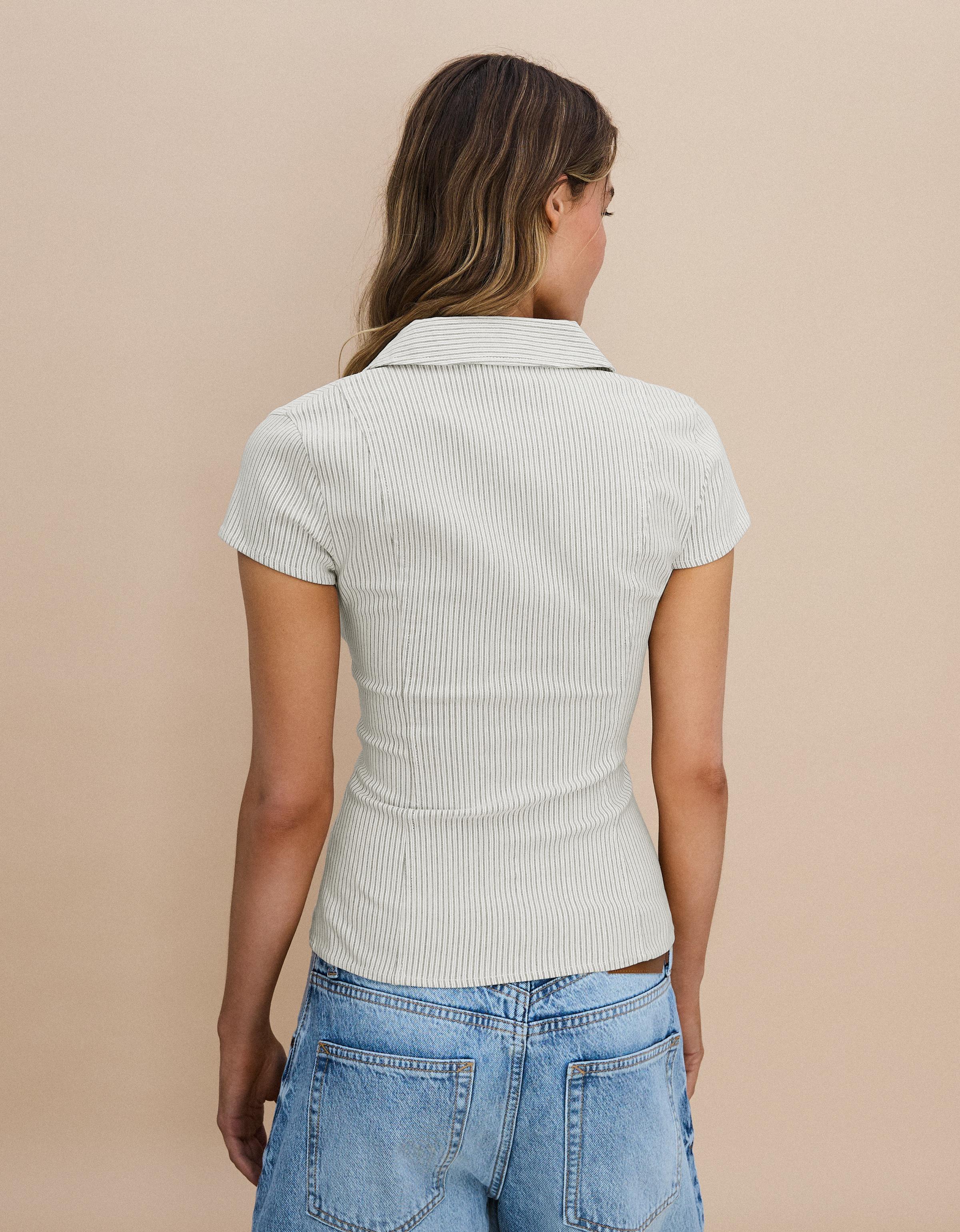 Short sleeve zip shirt — Cream