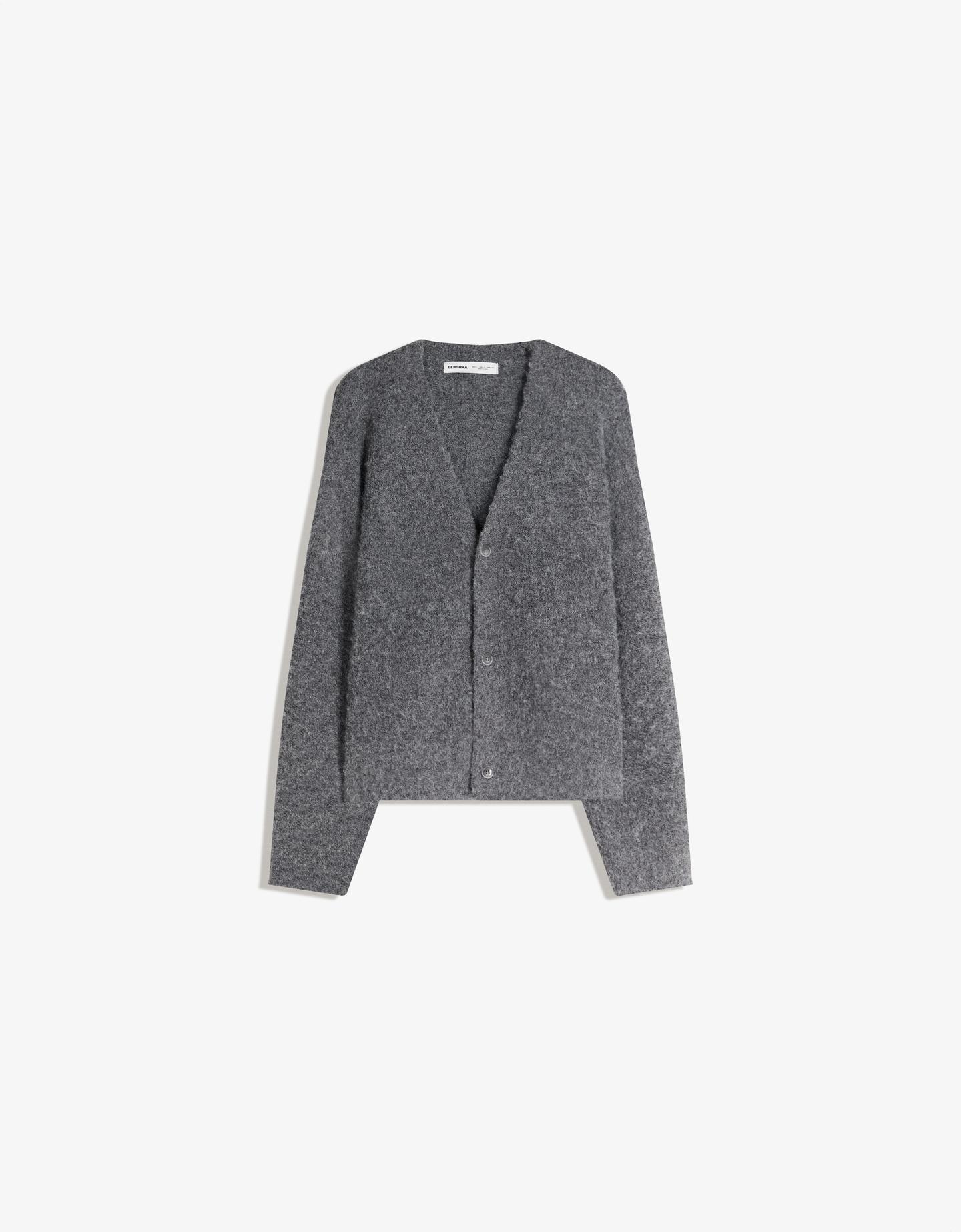 Bershka kardigan z dzianiny ciemnoszary