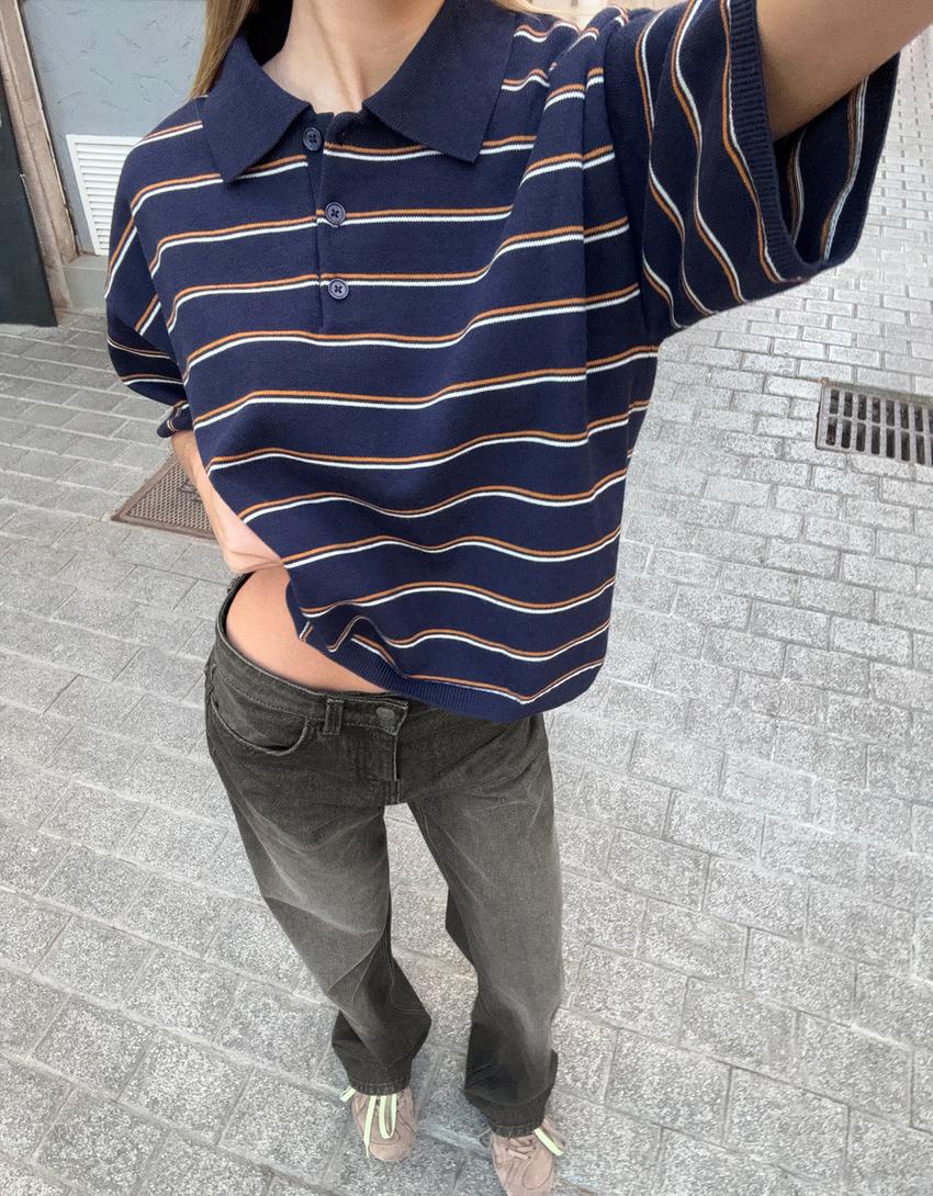 Geniş paça straight fit yüksek bel jean-Siyah